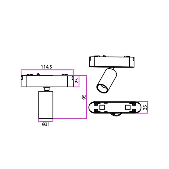 LED lámpa Luxo 48V 5W 4000K Spot 36° fekete