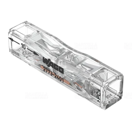WAGO 2773-2401 vezeték összekötő PUSH WIRE Inline egyenes kialakítású, átlátszó, max. 4 mm2, 32A