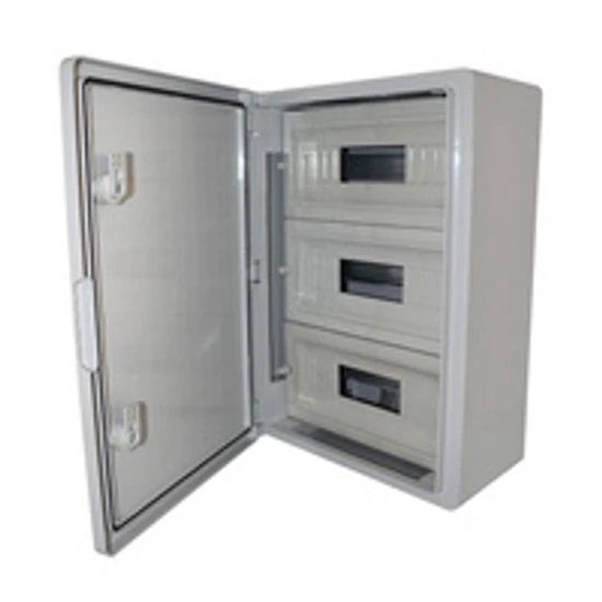 Műanyag elosztószekrény maszkolt 500x350x190mm, 3x12 modul, IP65, ABS, fém szerelőlappal