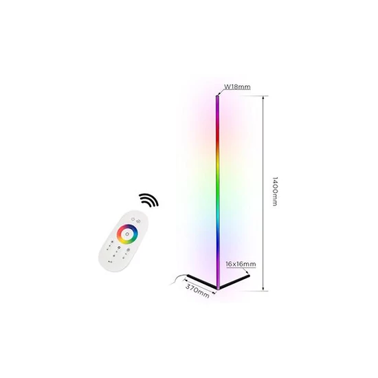 LED sarok állólámpa RGBCCT 9W 140cm fekete