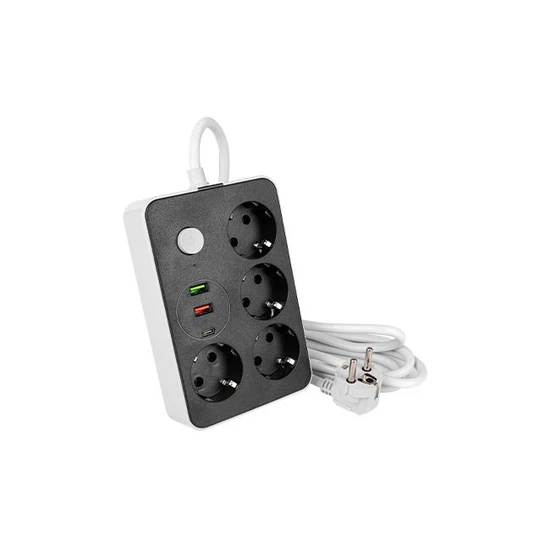 Remo hosszabbító elosztó fekete 3x230v + 5x usb-a+1xusb-c