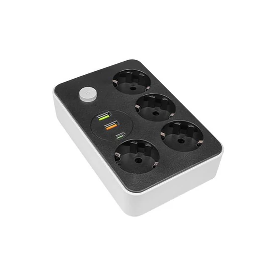 Remo hosszabbító elosztó fekete 3x230V + 5x USB-A+1xUSB-C