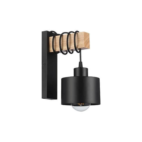 E27 led fali lámpa elza függő x1 fekete + fa
