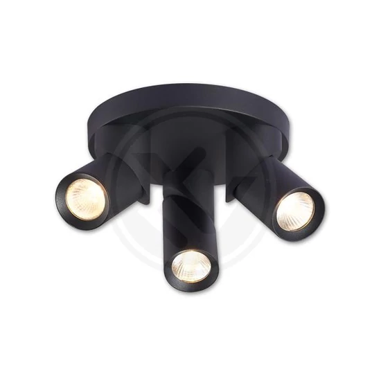 Led rita fali lámpa, mozgatható 3xgu10, kerek, fekete