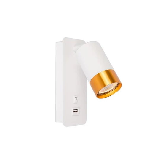 Klemens GU10 fehérarany fali olvasólámpa USB A