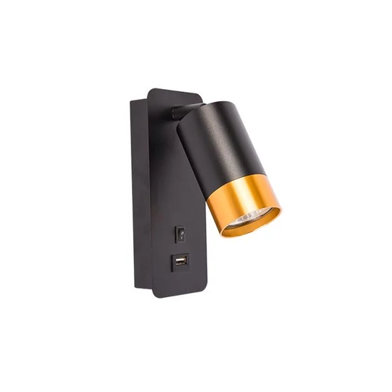 Klemens gu10 fekete arany fali olvasólámpa usb