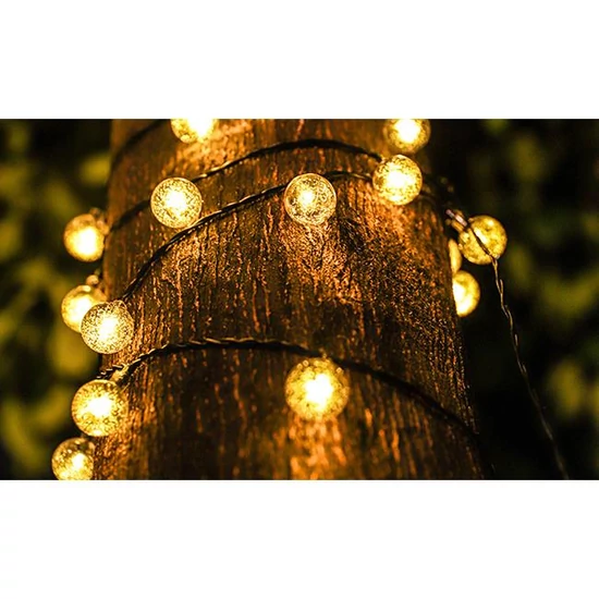 Napelemes LED füzér 40 LED 785cm kerek