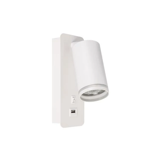 GU10 olvasó fali lámpa 55mm fehér USB