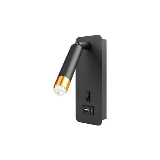 Piero g9 usb olvasó fali lámpa fekete + arany