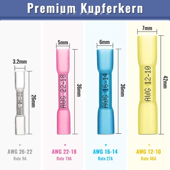 Krimpelő fogók toldóhüvelyhez 0,5 mm² - 6 mm²-hez (AWG 22-10) 210 darab toldóhüvely