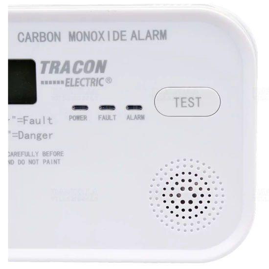 Szén-monoxid (CO) érzékelő 4,5 VDC (3×1,5V AA), >85 dB CO218A Élettartam 10év