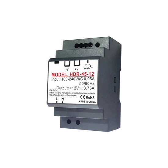 DIN sínes tápegység 12V 45W 3,75A IP20