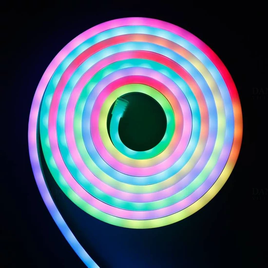 LED szalag neon flex RGB szett távirányítóval tápegységgel 5m IP65,12V DC 4,8W/m 300lm/m 120LED/m SMD2835