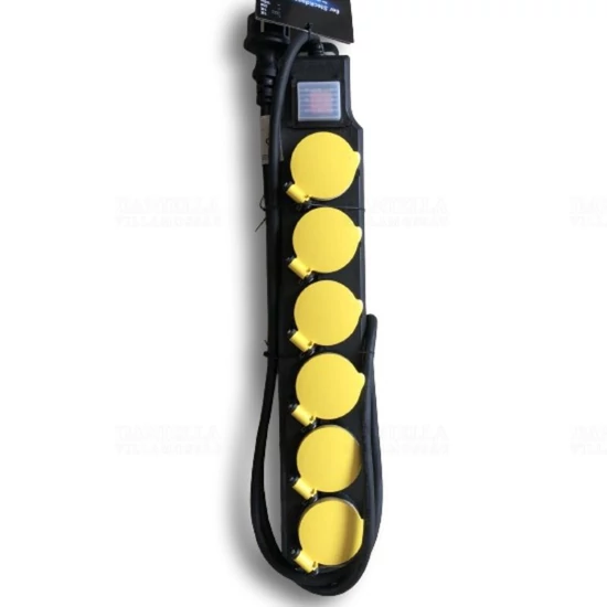 Hálózati elosztó 6db aljzat IP44, 1,5fm H07RN-F 3x1,5mm2 vezetékkel Stilo
