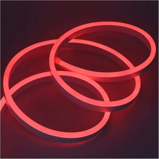 Led szalag neon flex piros, 5m, ip65,12v dc, 6w/fm, 300lm/m, 120led/m, smd2835