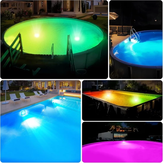 Led akkumulátoros medence lámpa RGB mágneses újratölthető távirányítós