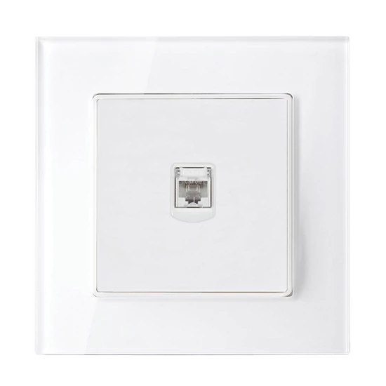 SINGLE LAN SOCKET GLASS FRAME WHITE