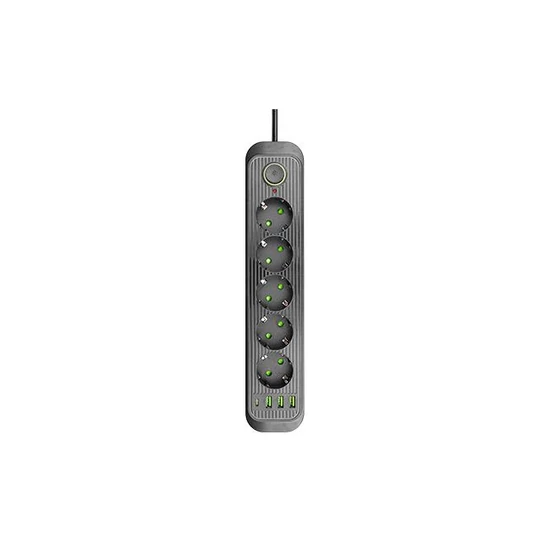 Modi hosszabbító kábel fekete 5x230V + 3x USB-A 1x USB-C	