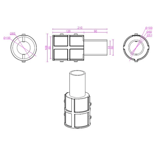 Adapter 80mm-60mm egyenes világítóoszlophoz