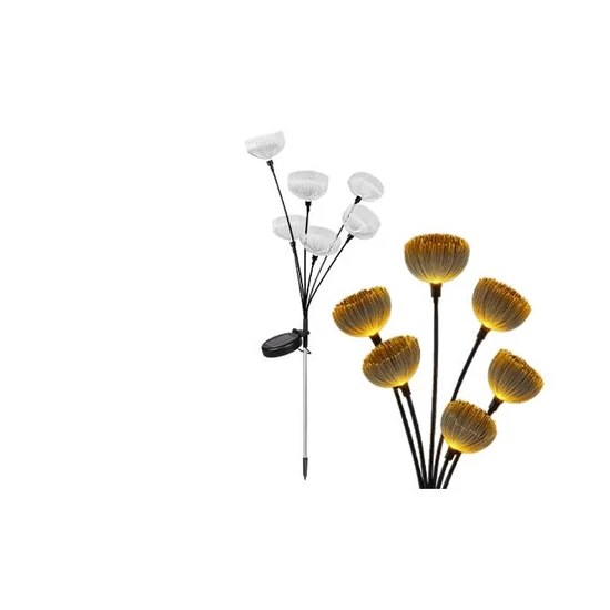 LED napelemes lámpa, leszúrható, virágok, 6 db LED, 84 cm	