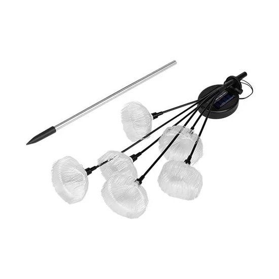 LED napelemes lámpa, leszúrható, virágok, 6 db LED, 84 cm	