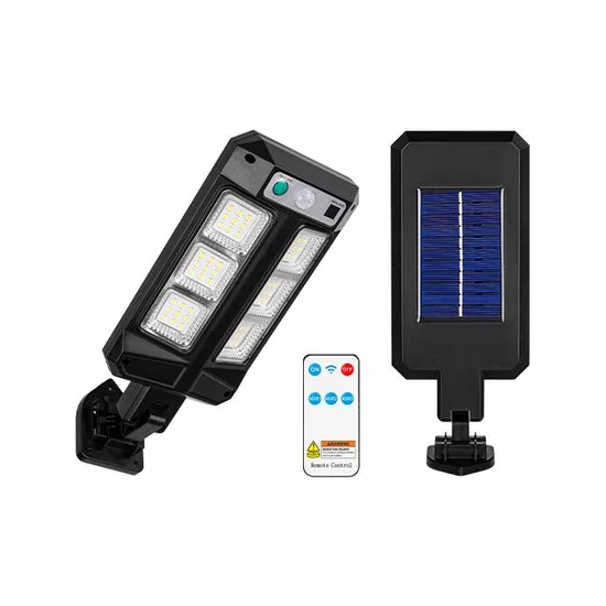 Led napelemes lámpa, vékony, 54 led-es pir érzékelős távirányítóval