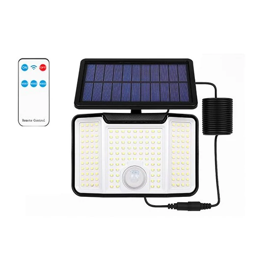 Napelemes LED reflektor 172xSMD PIR távirányítóval	