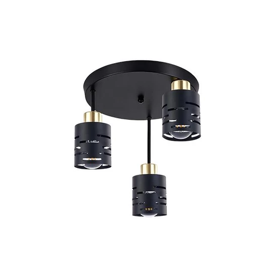 Mennyezeti lámpa e27 led elen x3 fekete+arany kerek