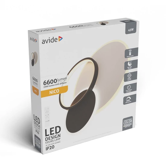Avide Design Mennyezeti Lámpa Nico – 45 W LED, RF távirányítóval