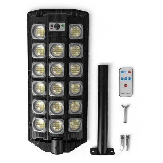 Entac LED Szolár Utcai Lámpa – 80 W, 1500 lm, távirányítóval, mozgásérzékelővel, automata Dimm funkcióval