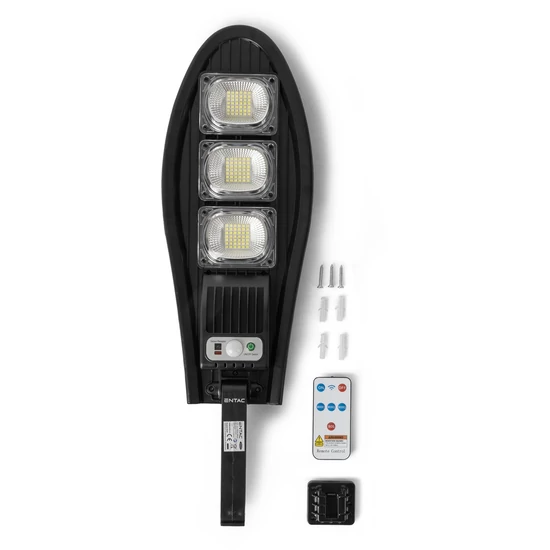 Entac LED Szolár Utcai Lámpa Távirányítóval, Mozgásérzékelővvel Autamata Dimm funkcióval, 800lm