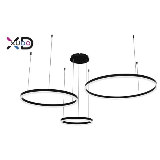 Mundo LED csillár fekete 40/60/80cm 72W távirányítóval