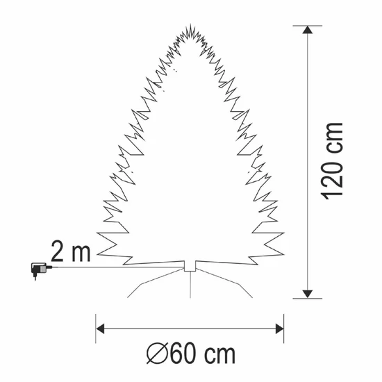 HOME KIX120LED LED-es műfenyő, 120 cm, optikai szálas, folyamatos színváltás, műanyag talp, hálózati tápellátás, beltéri kivitel KIX120LED