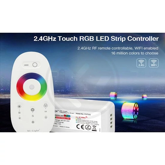 RGBW RF LED vezérlő 12/24V + FUT027 távirányító