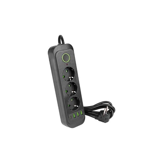 Modi hosszabbító kábel fekete 3x230v + 3x usb-a 1x usb-c