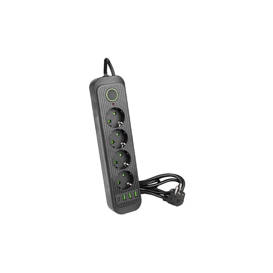 Modi hosszabbító kábel fekete 4x230v + 3x usb-a 1x usb-c
