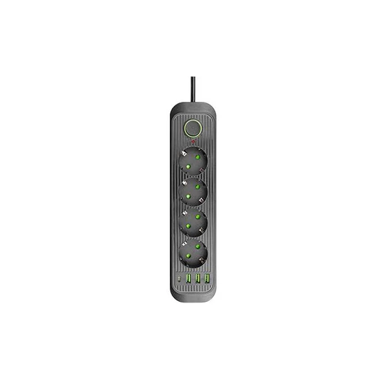 Modi hosszabbító kábel fekete 4x230V + 3x USB-A 1x USB-C