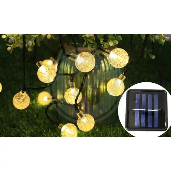 Napelemes led füzér 20 led kerek