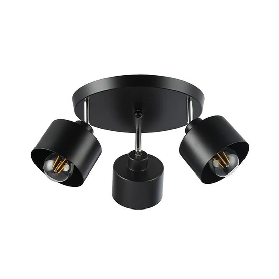 E27 LED Elza fali lámpa, mozgatható x3, fekete, kerek