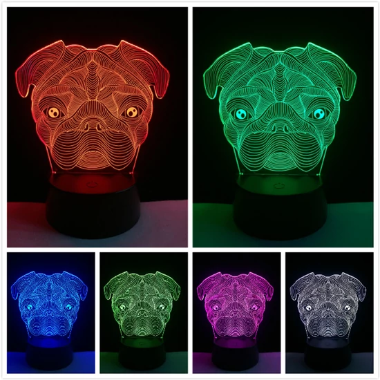 3D HATÁSÚ ÉJSZAKAI TÖBBSZÍNŰ LED LÁMPA BOXER
