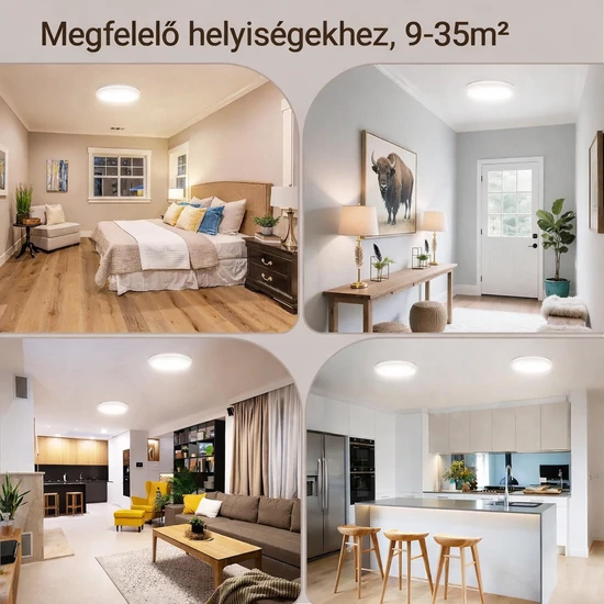 LED mennyezeti lámpa, átmérő 37 cm, 32 W, 3360 lm, lapos, szabályozható fényerejű, 3 szín, 3000 K/4000 K/6500 K, IP44