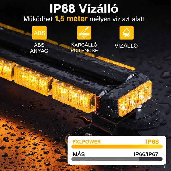 71 cm LED figyelmeztető lámpa – Forgó sárga LED villogó mágneses talppal