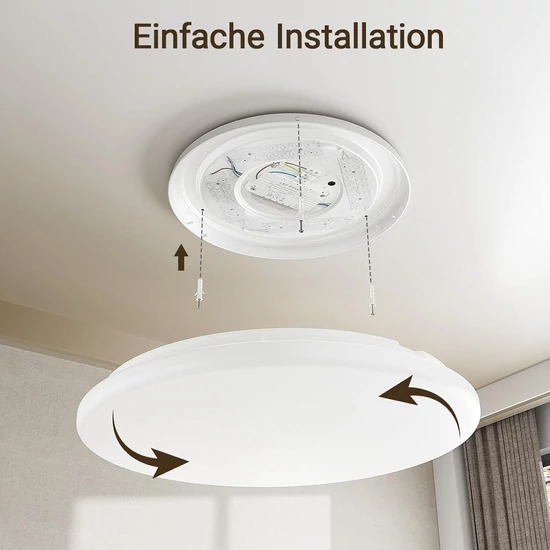 LED mennyezeti lámpa, átmérő 37 cm, 32 W, 3360 lm, lapos, szabályozható fényerejű, 3 szín, 3000 K/4000 K/6500 K, IP44