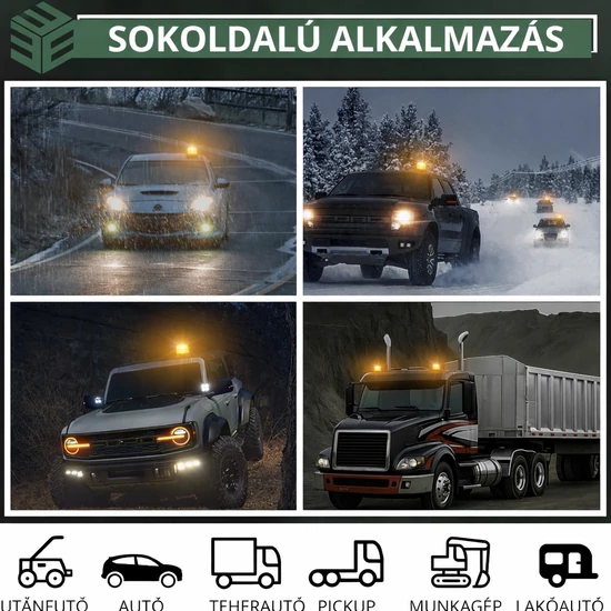 Vezeték nélküli 72 LED figyelmeztető villogó fény – távvezérlő, mágneses alj, USB és szivargyújtó táplálás