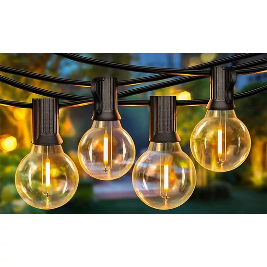 Napelemes LED girland 10m 10x E12 2700K távirányítóval
