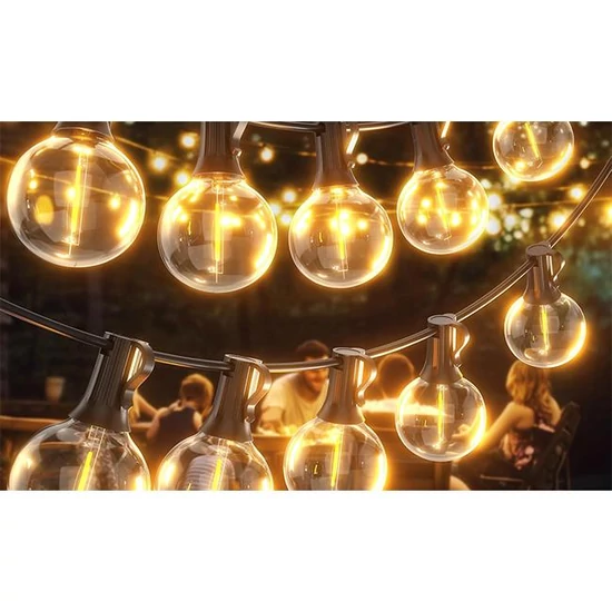 LED fényfüzér 230V 20m 20x E12 2700K