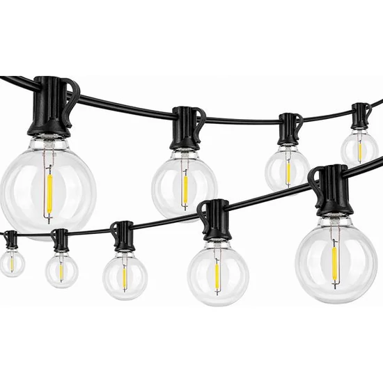 LED fényfüzér 230V 10m 10x E12 2700K