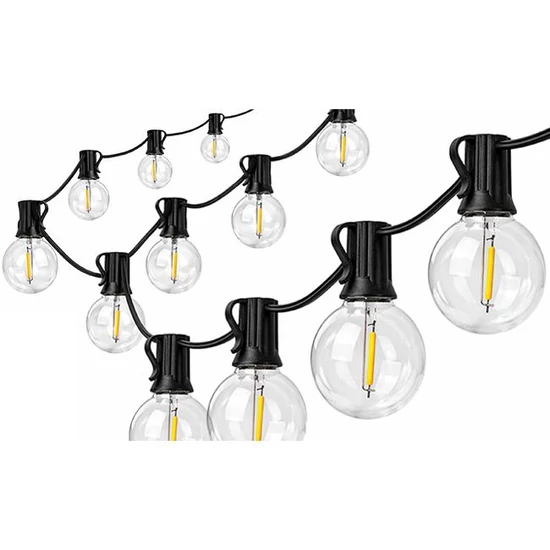 Napelemes LED girland 15m 15x E12 2700K távirányítóval