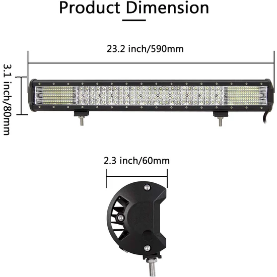 Led egyenes fényhíd 12-24V 570W  off-road munkalámpa 59cm kábelkészlettel