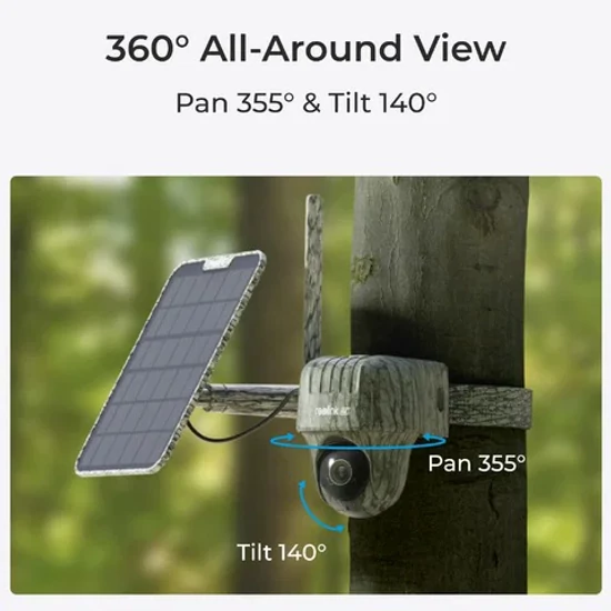 Reolink Go Ranger PT 4K 4G LTE Vadkamera és Biztonsági Kamera 360°-os körpanorámával + Solar Panel 2